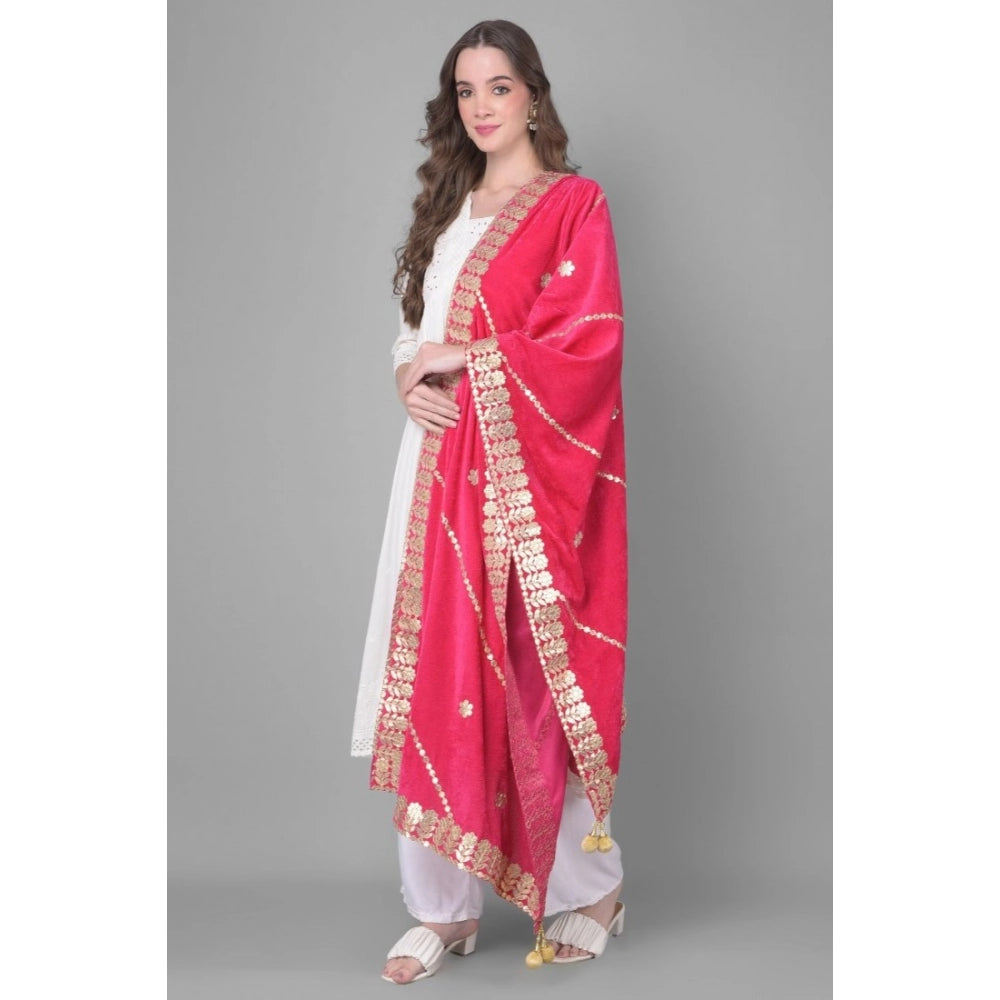 Vaystra Velvet Gotta Patti Dupatta – Pink