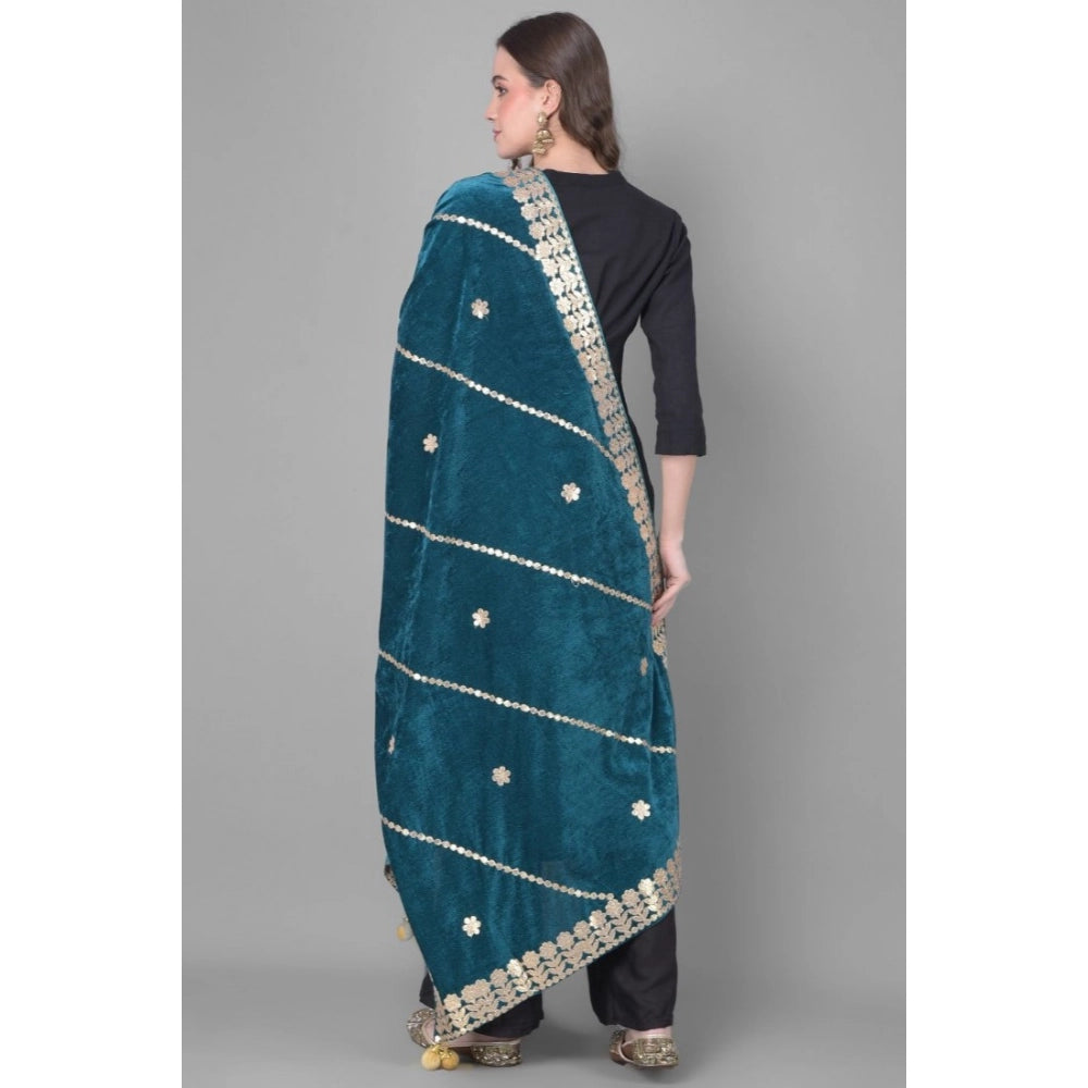 Vaystra Velvet Gotta Patti Dupatta – Teal
