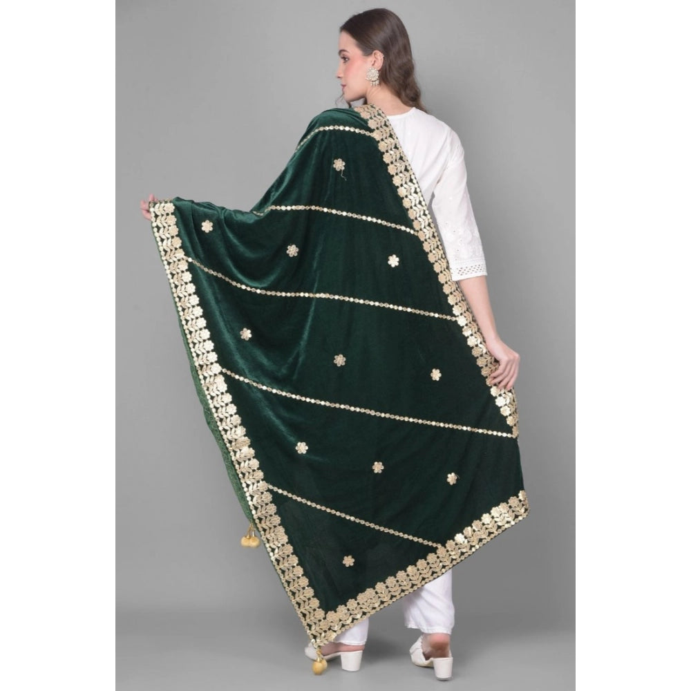 Vaystra Velvet Gotta Patti Dupatta – Green