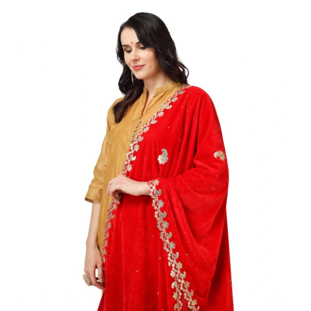 Vaystra Velvet Gotta Patti Dupatta – Red