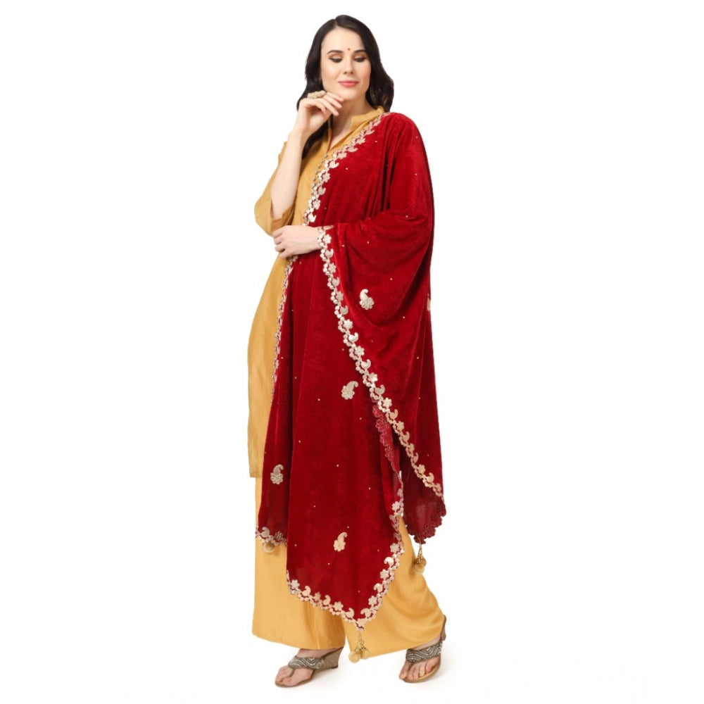 Vaystra Velvet Gotta Patti Dupatta – Maroon