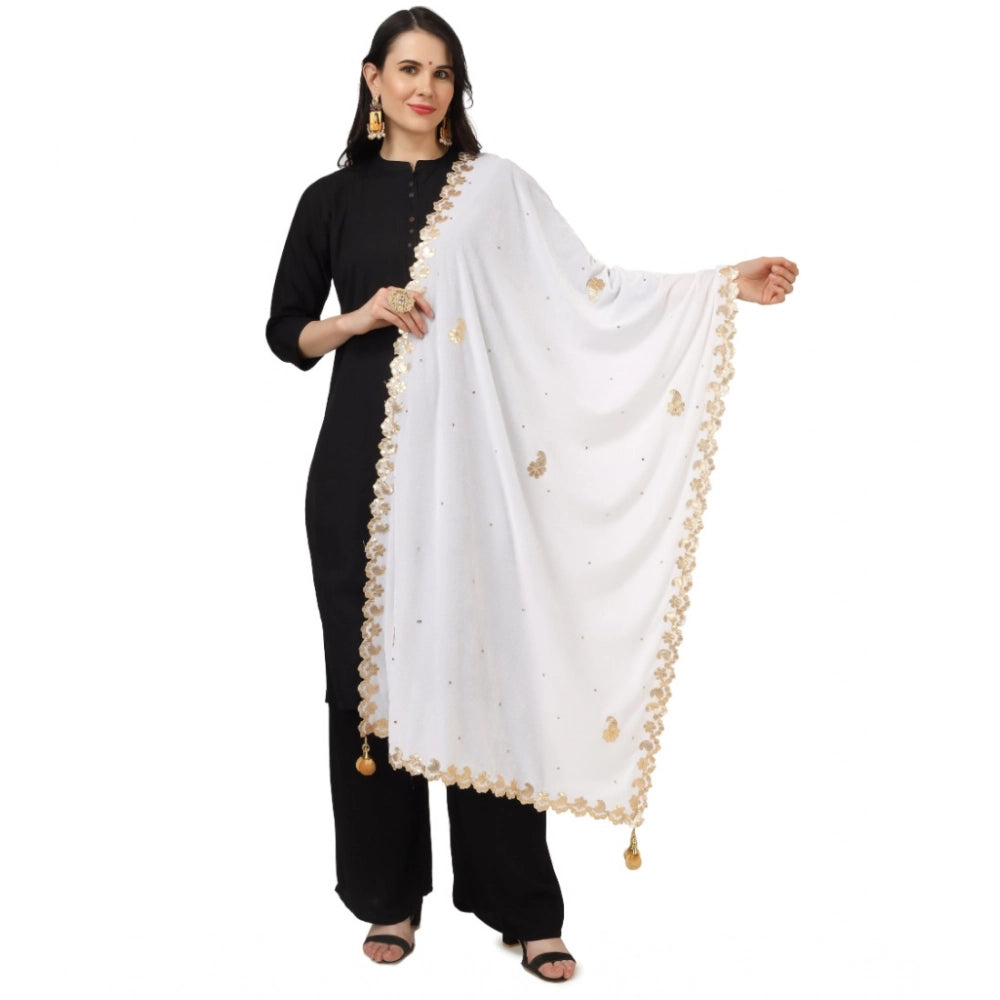Vaystra Velvet Gotta Patti Dupatta – White