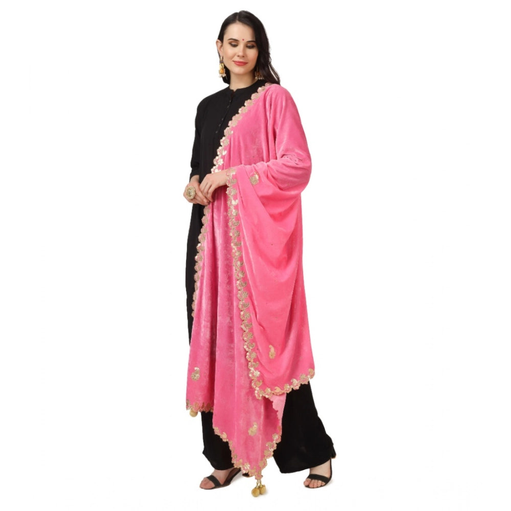 Vaystra Velvet Gotta Patti Dupatta – Pink