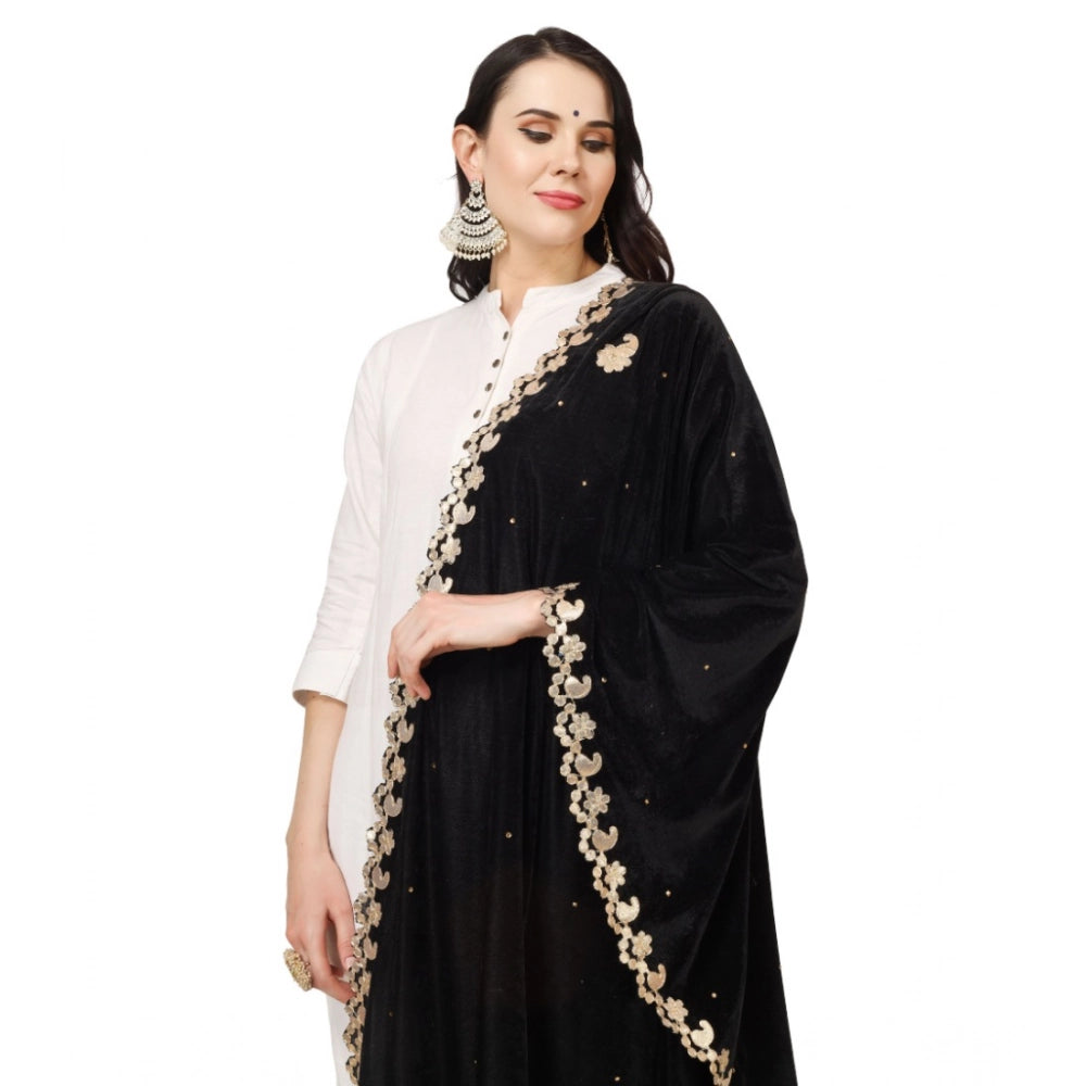 Vaystra Velvet Gotta Patti Dupatta – Black
