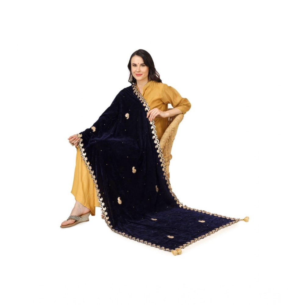 Vaystra Velvet Gotta Patti Dupatta – Blue