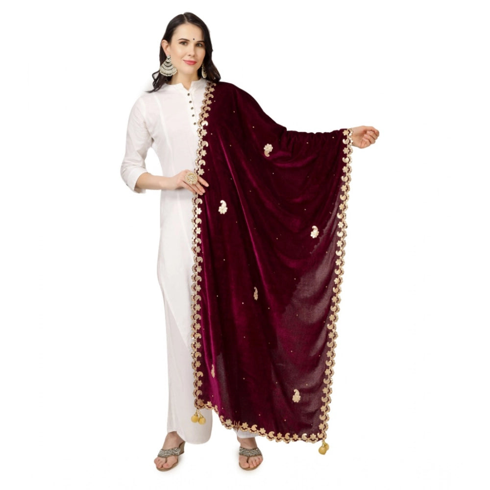 Vaystra Velvet Gotta Patti Dupatta – Purple