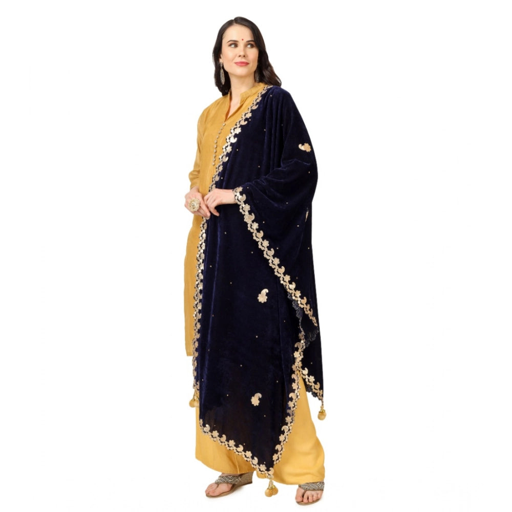 Vaystra Velvet Gotta Patti Dupatta – Blue