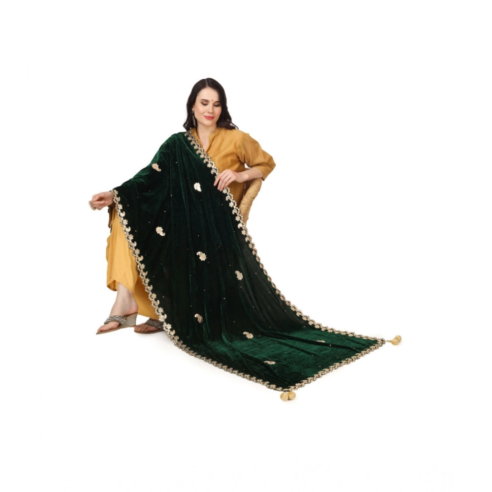 Vaystra Velvet Gotta Patti Dupatta – Green