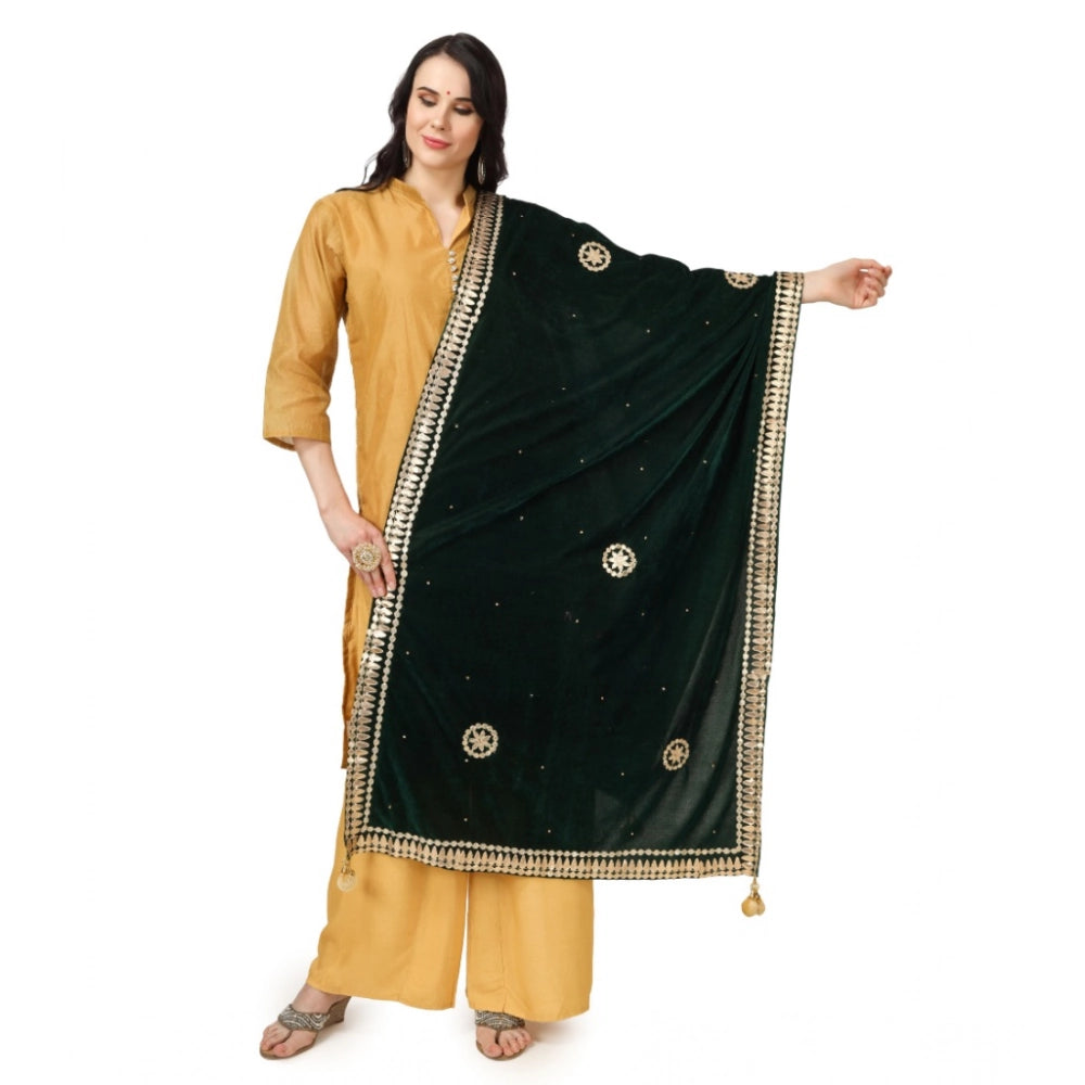 Vaystra Velvet Gotta Patti Dupatta – Green