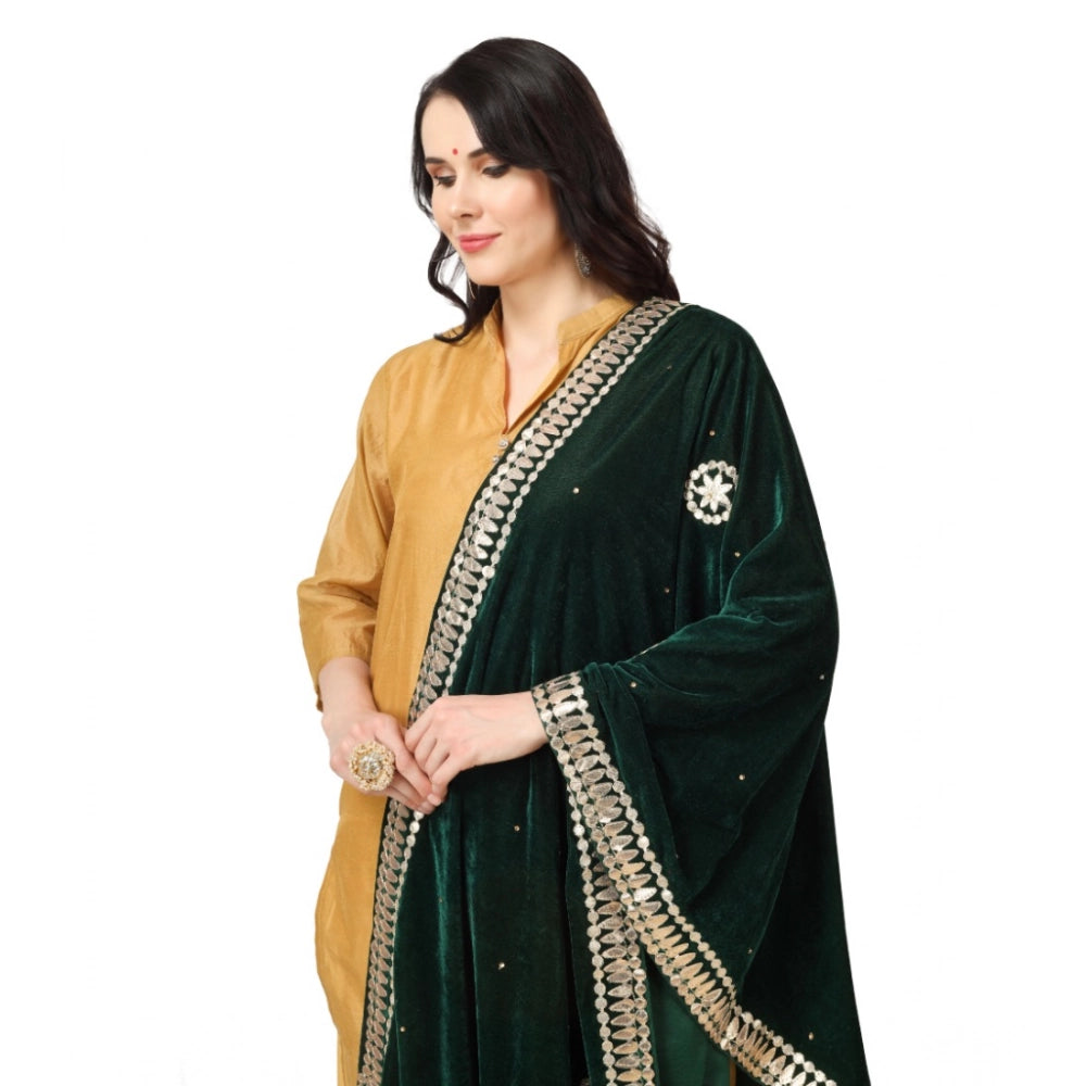 Vaystra Velvet Gotta Patti Dupatta – Green