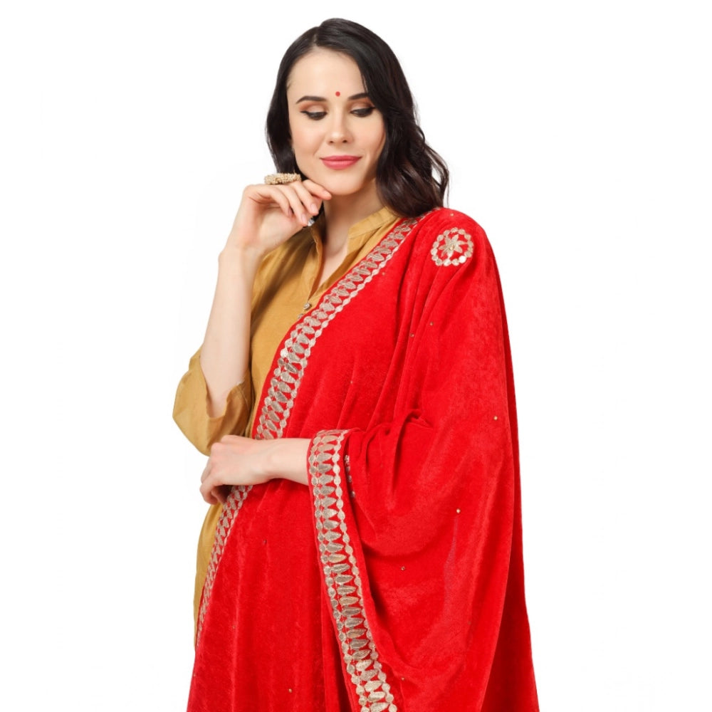 Vaystra Velvet Gotta Patti Dupatta – Red