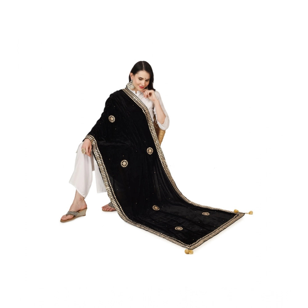 Vaystra Velvet Gotta Patti Dupatta – Black