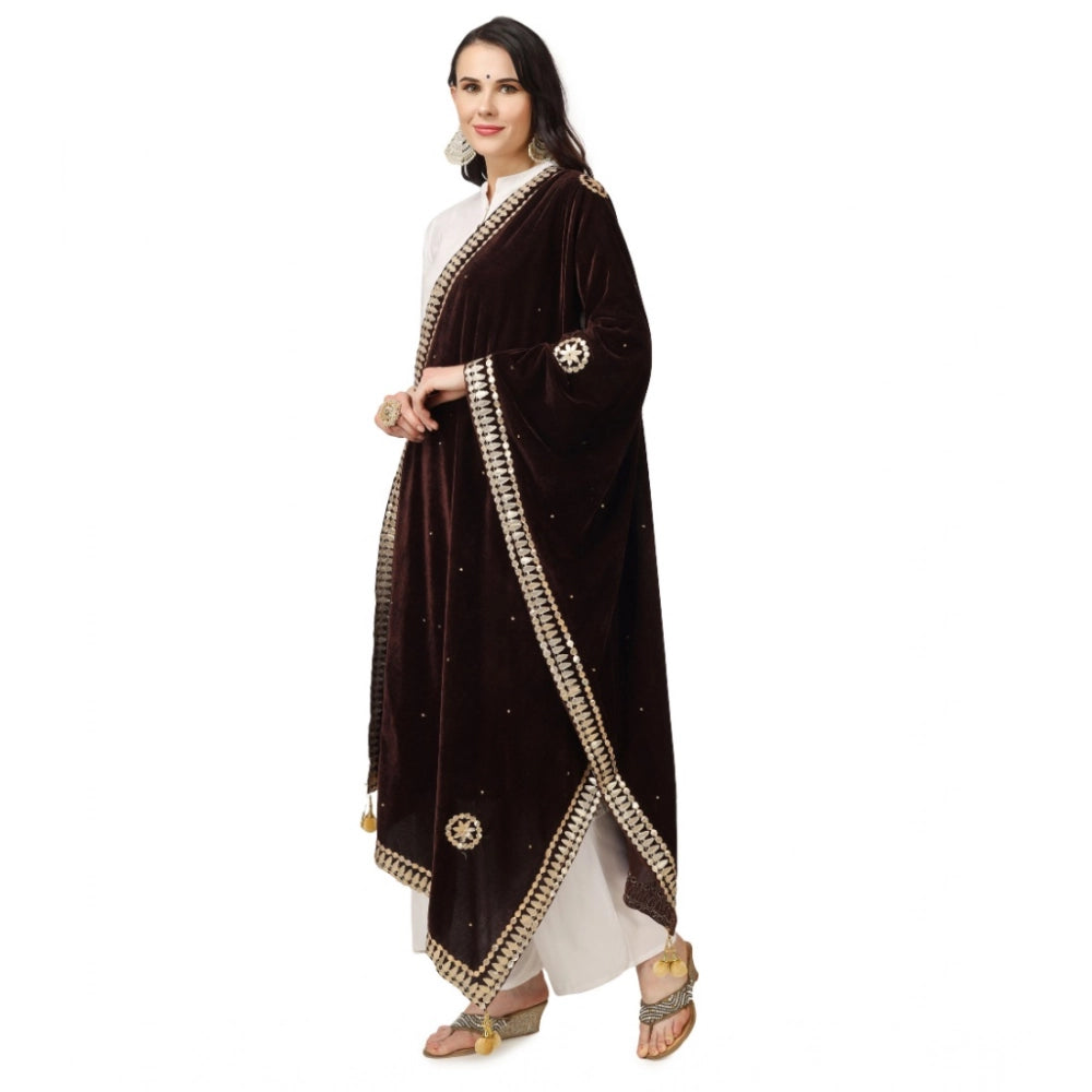 Vaystra Velvet Gotta Patti Dupatta – Brown