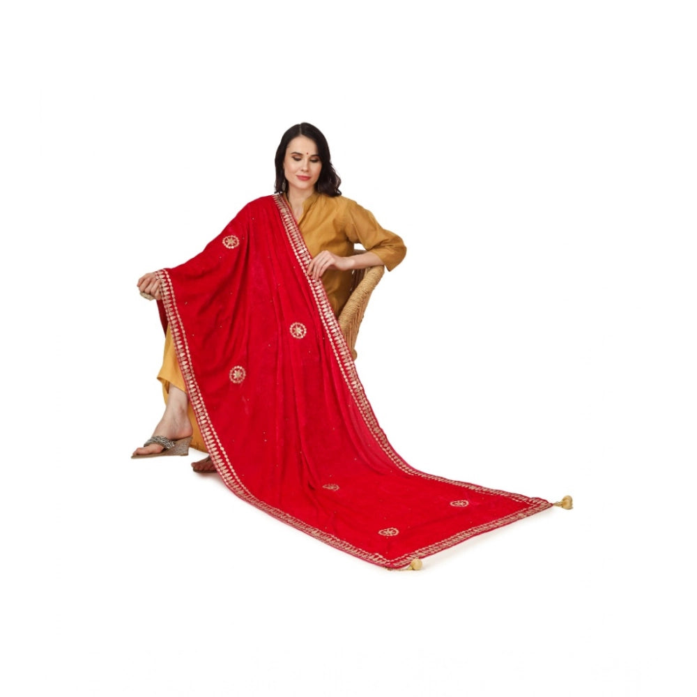 Vaystra Velvet Gotta Patti Dupatta – Pink