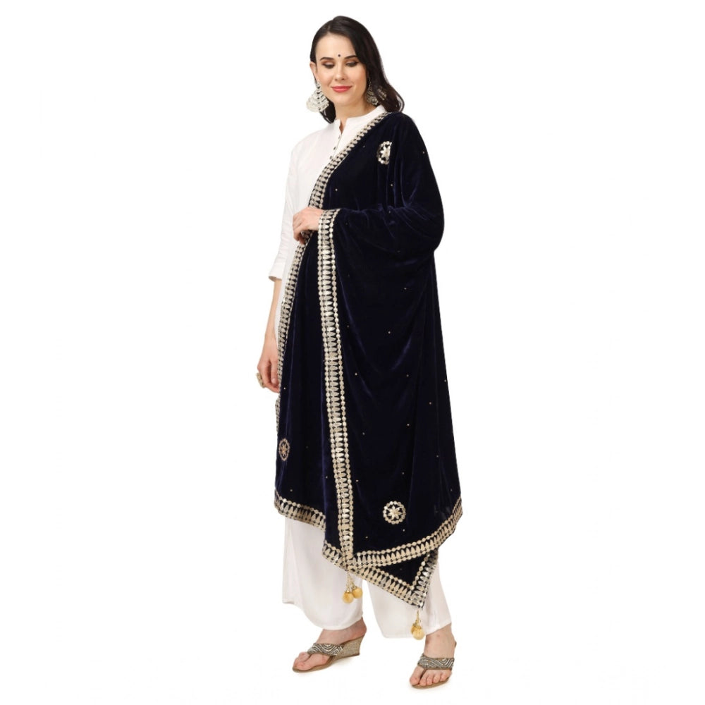 Vaystra Velvet Gotta Patti Dupatta – Blue