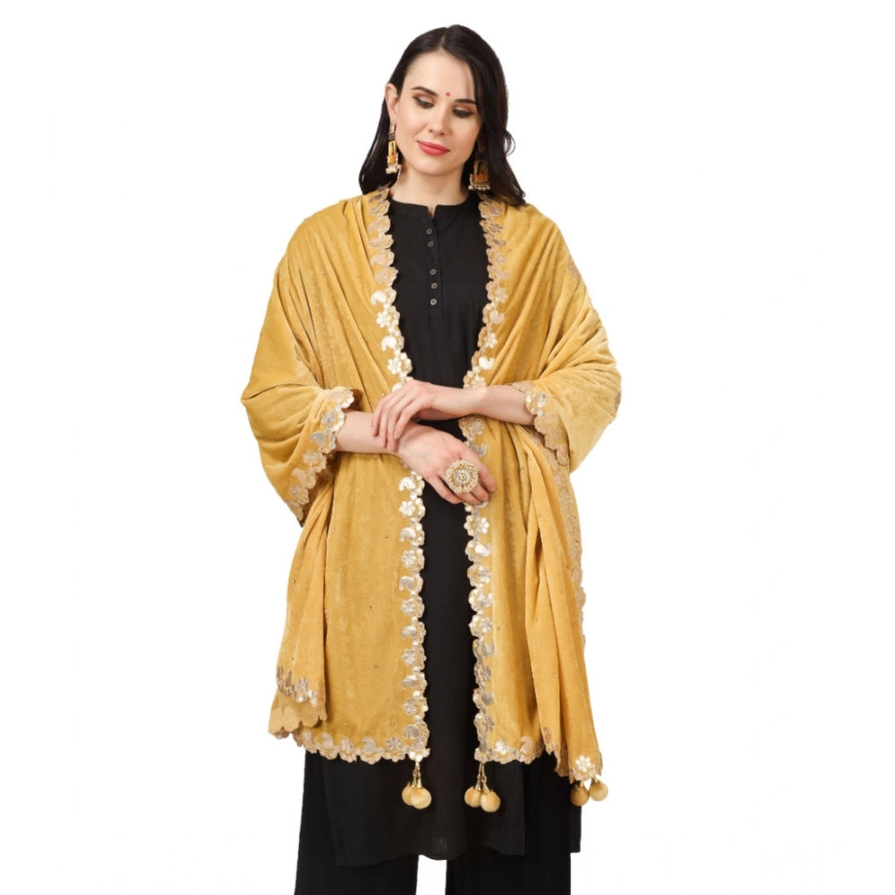 Vaystra Velvet Gotta Patti Dupatta – Yellow