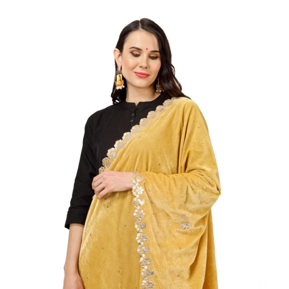 Vaystra Velvet Gotta Patti Dupatta – Yellow