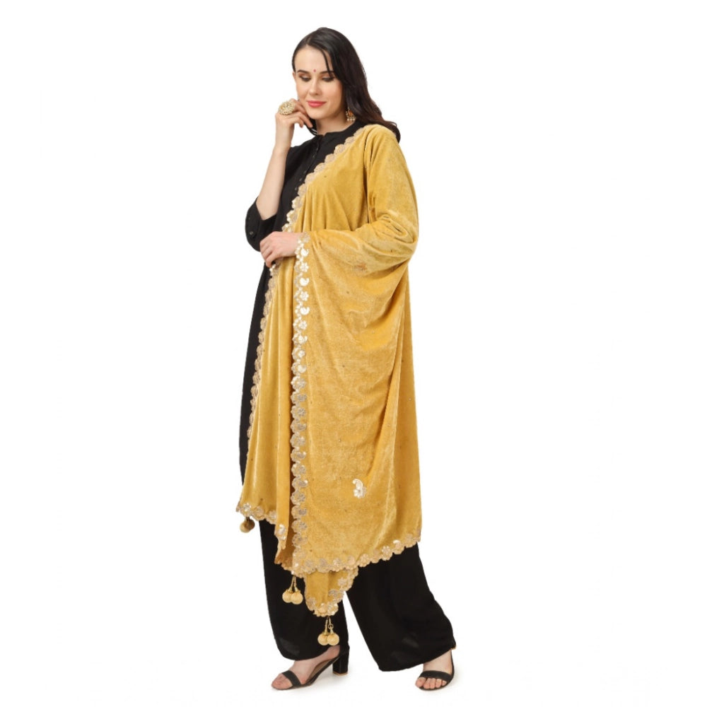 Vaystra Velvet Gotta Patti Dupatta – Yellow