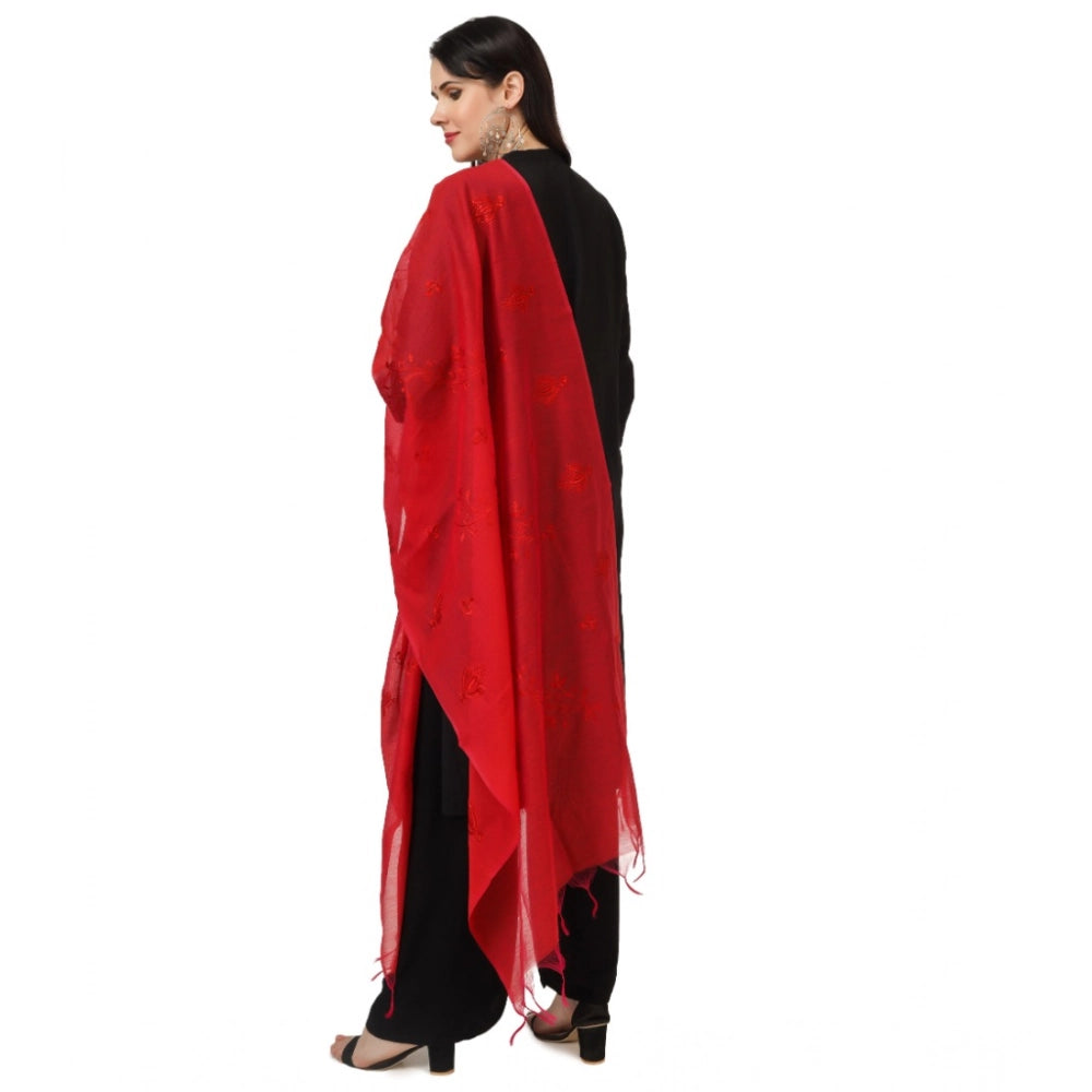 Vaystra Cotton Embroidered Dupatta – Red