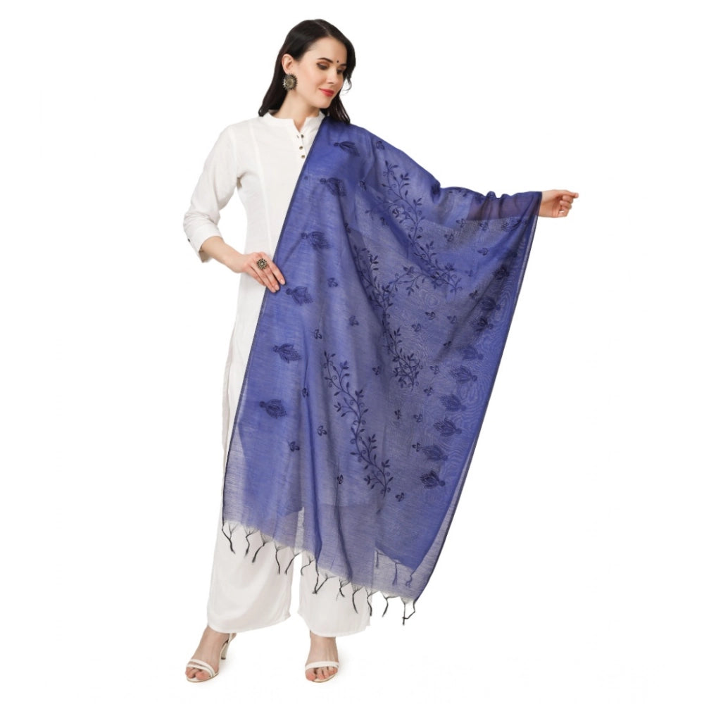 Vaystra Cotton Embroidered Dupatta – Blue