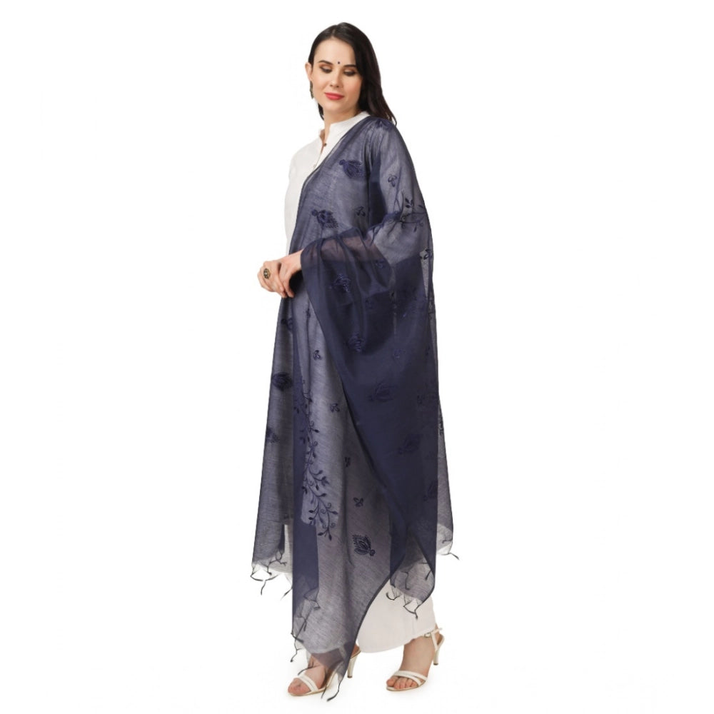Vaystra Cotton Embroidered Dupatta – Dark Blue