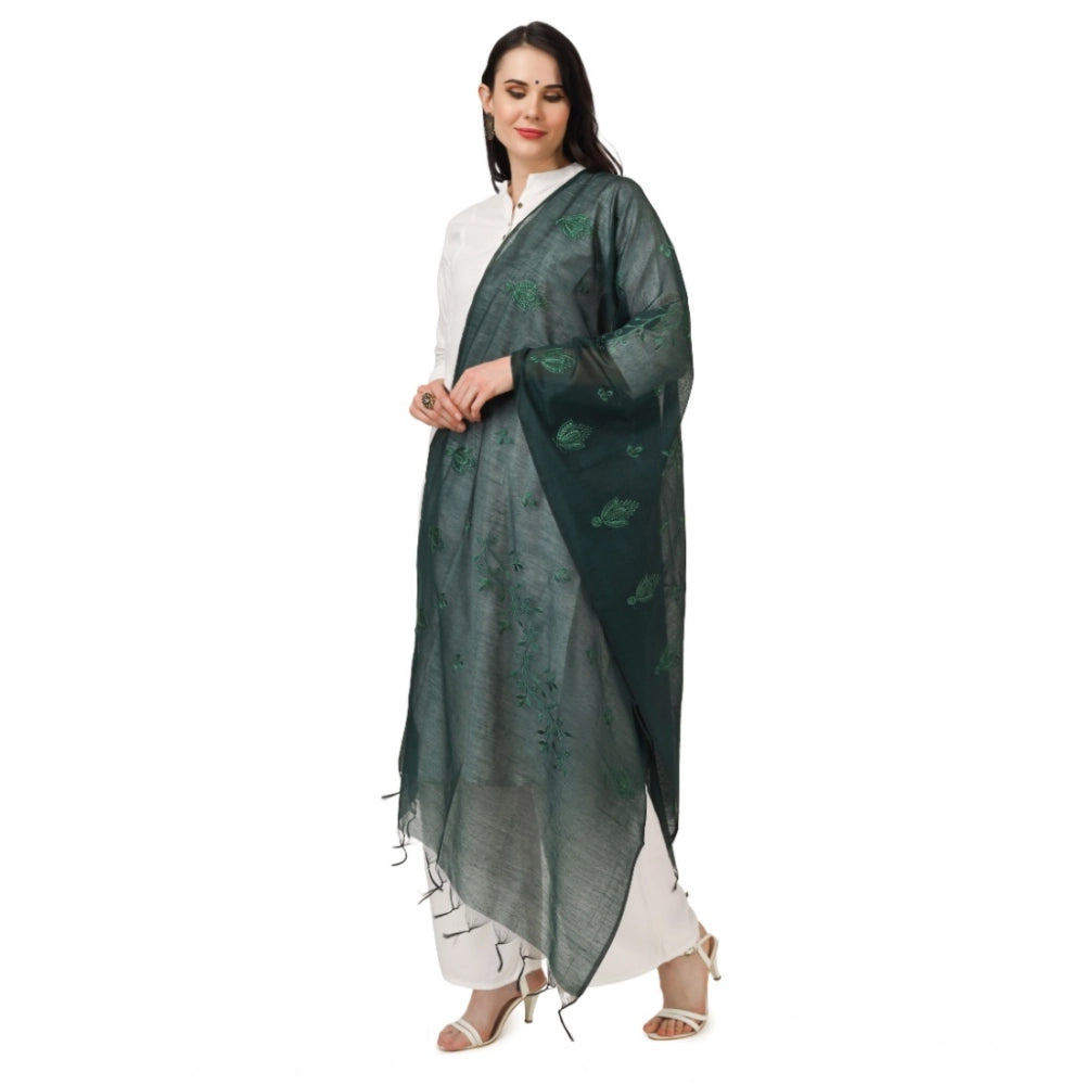 Vaystra Cotton Embroidered Dupatta – Green