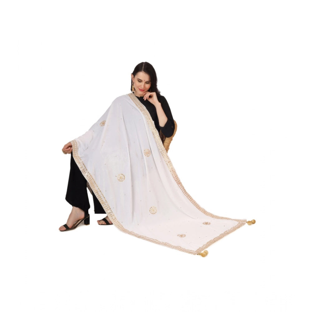 Vaystra Velvet Gotta Patti Dupatta – White