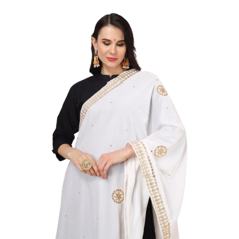 Vaystra Velvet Gotta Patti Dupatta – White