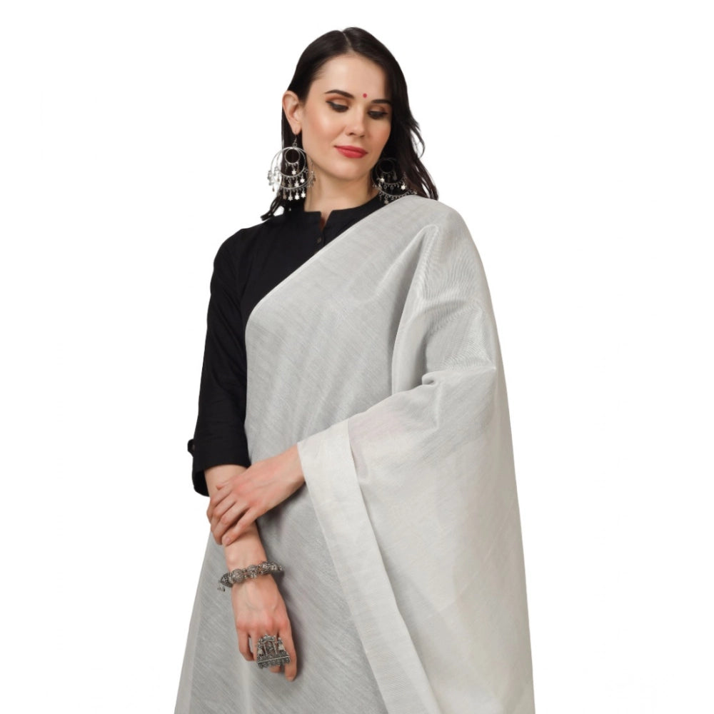 Vaystra Chanderi Solid Dupatta – White