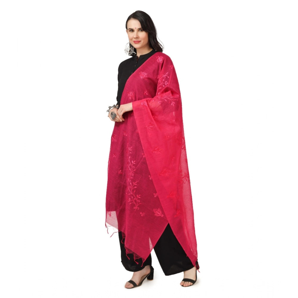 Vaystra Cotton Embroidered Dupatta – Maroon