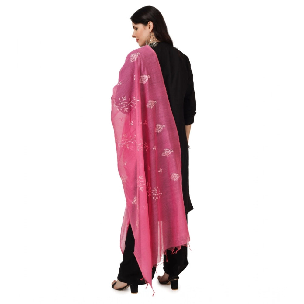 Vaystra Cotton Embroidered Dupatta – Pink