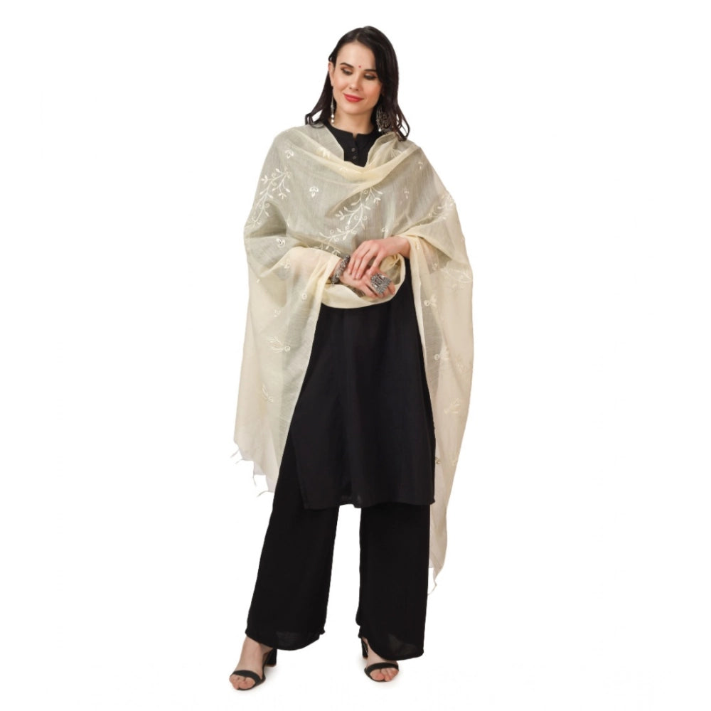 Vaystra Cotton Embroidered Dupatta – Off White