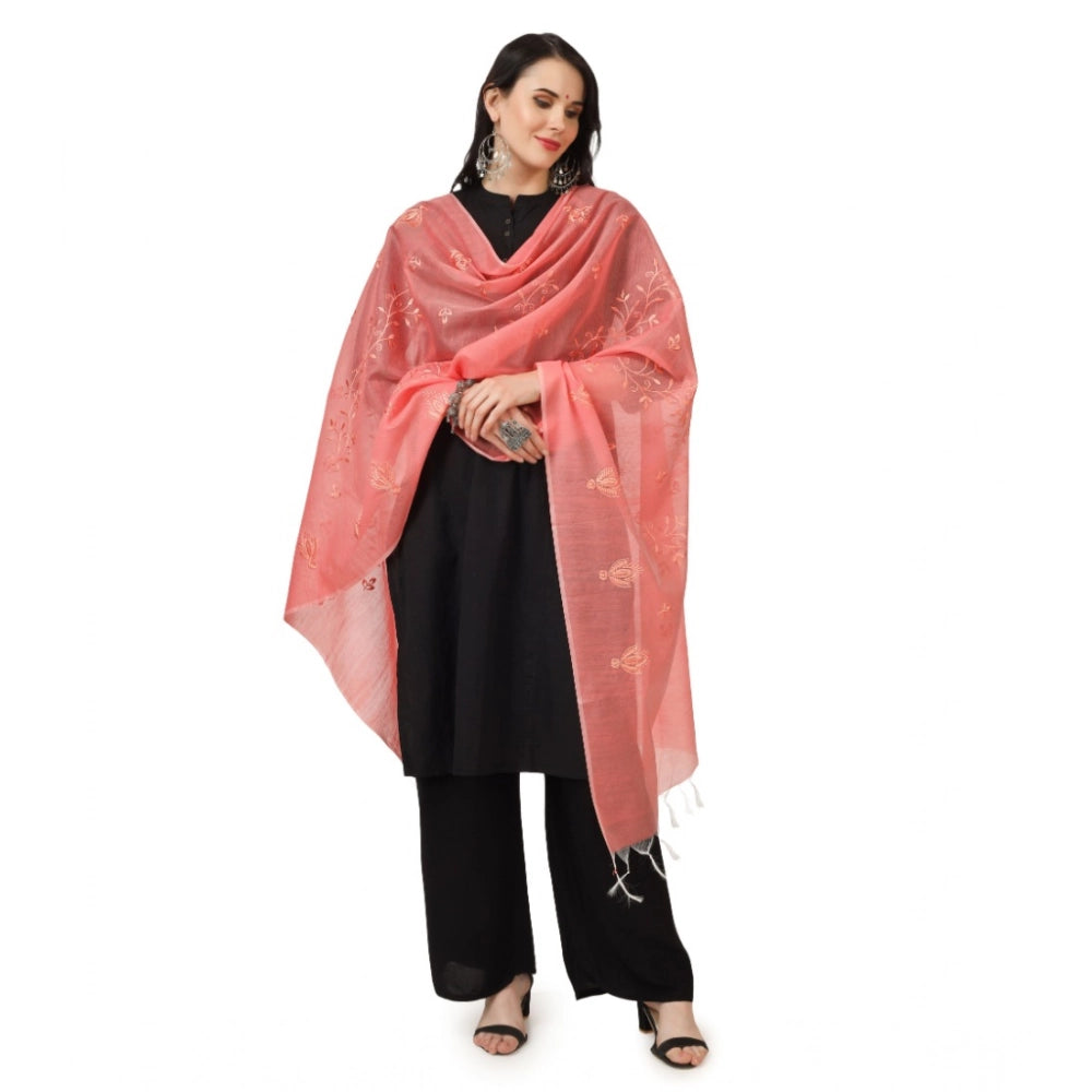Vaystra Cotton Embroidered Dupatta – Peach