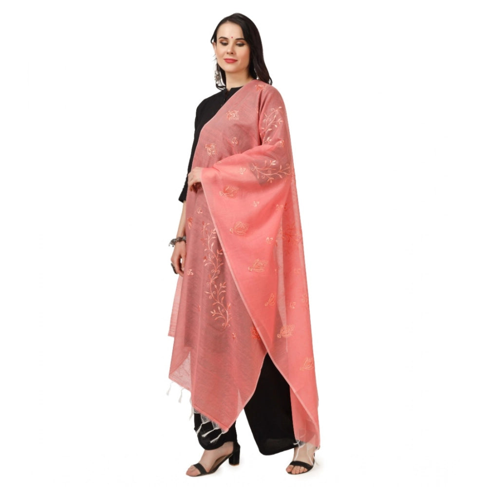 Vaystra Cotton Embroidered Dupatta – Peach
