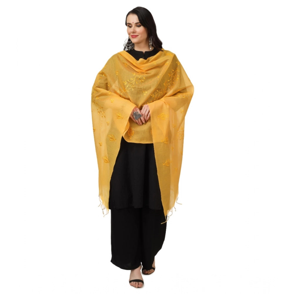 Vaystra Cotton Embroidered Dupatta – Yellow