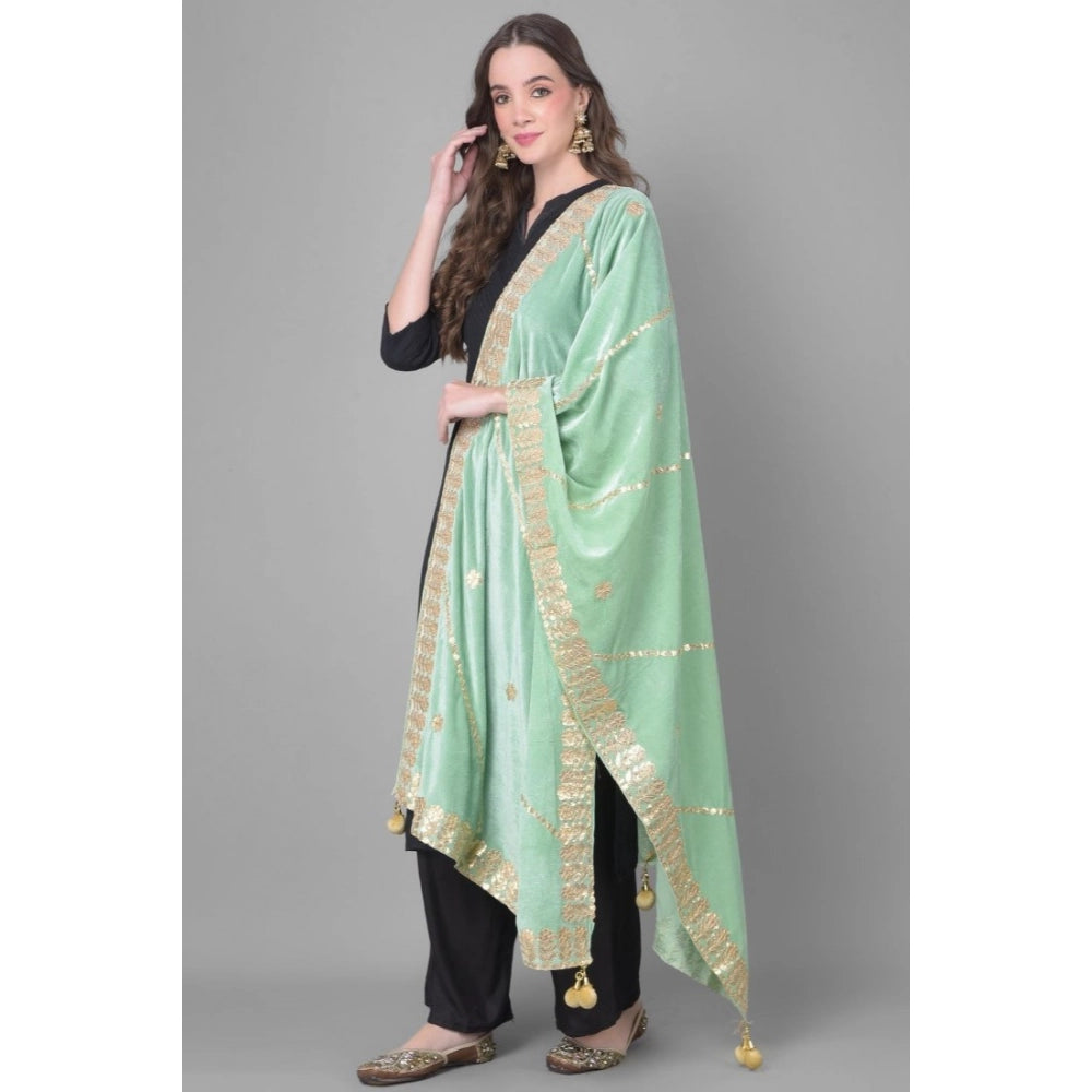 Vaystra Velvet Gotta Patti Dupatta – Sea Green