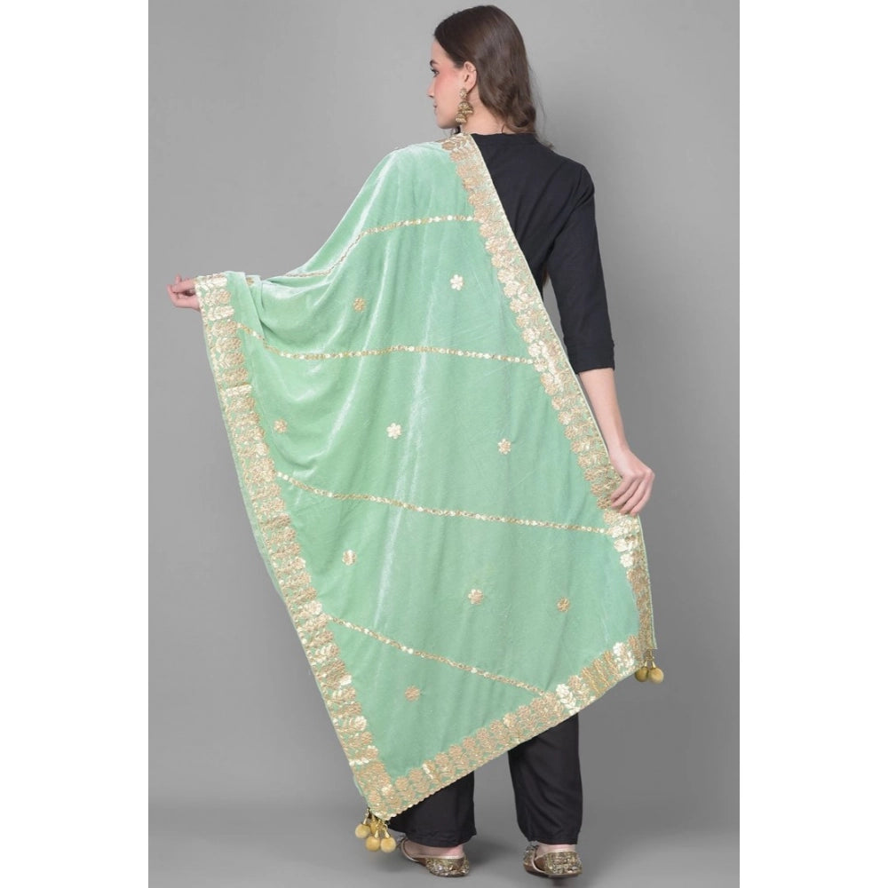 Vaystra Velvet Gotta Patti Dupatta – Sea Green