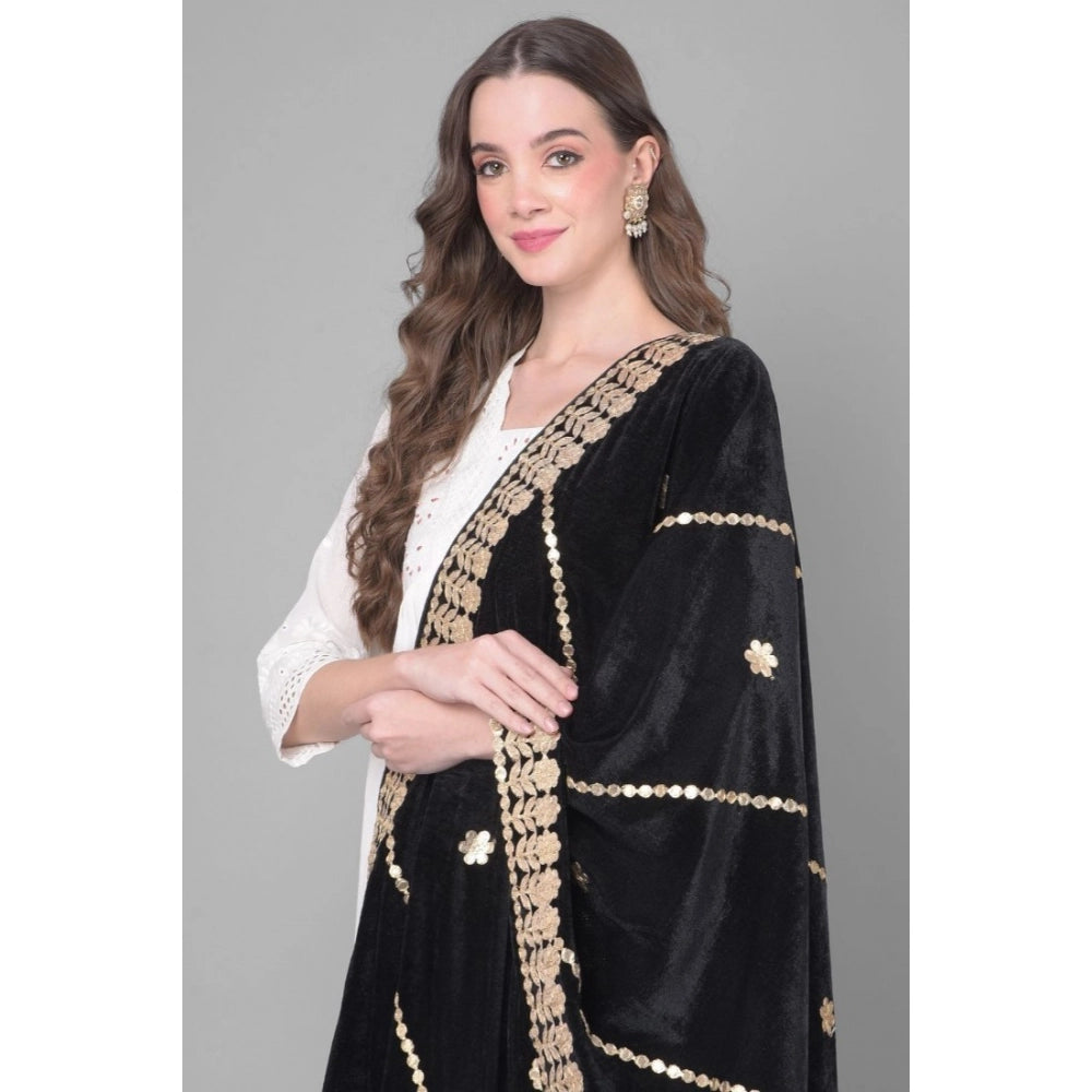 Vaystra Velvet Gotta Patti Dupatta – Black