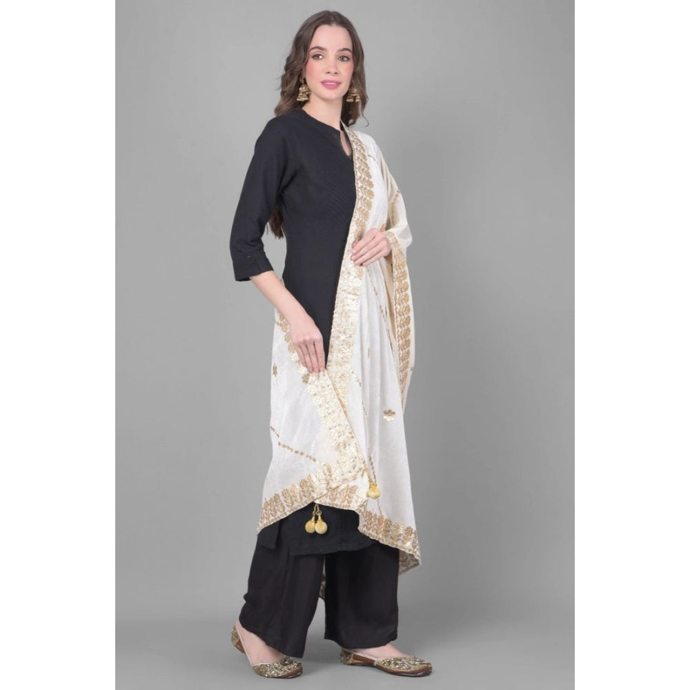 Vaystra Velvet Gotta Patti Dupatta – White