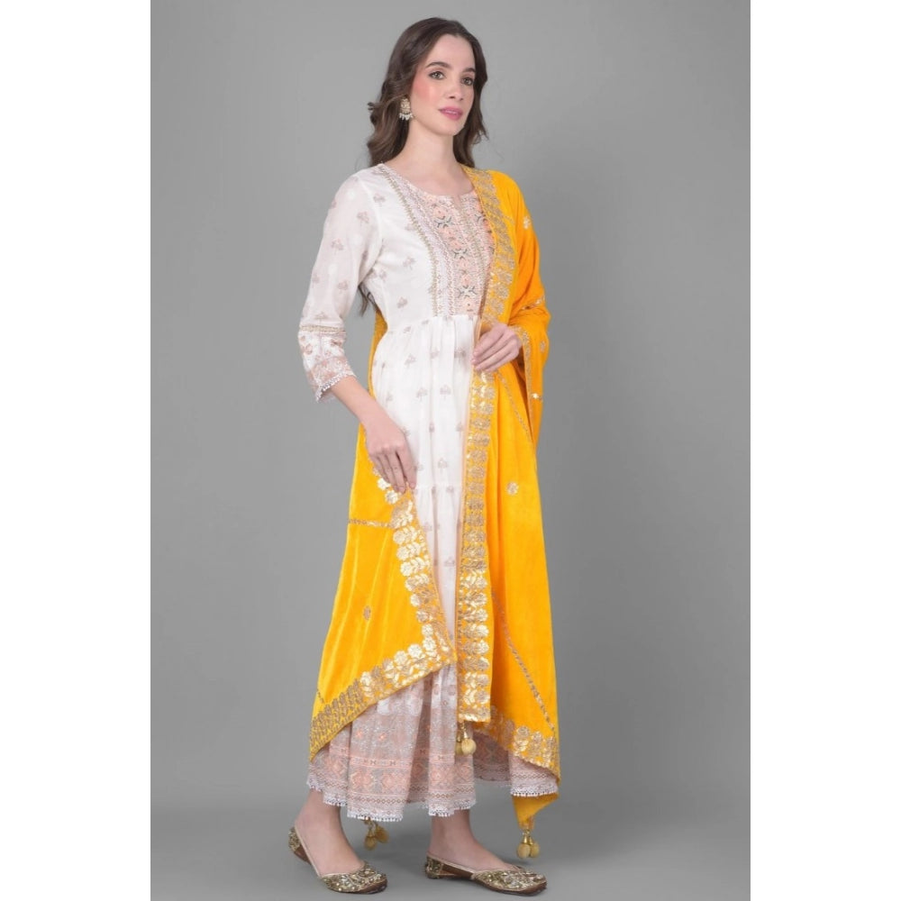 Vaystra Velvet Gotta Patti Dupatta – Yellow