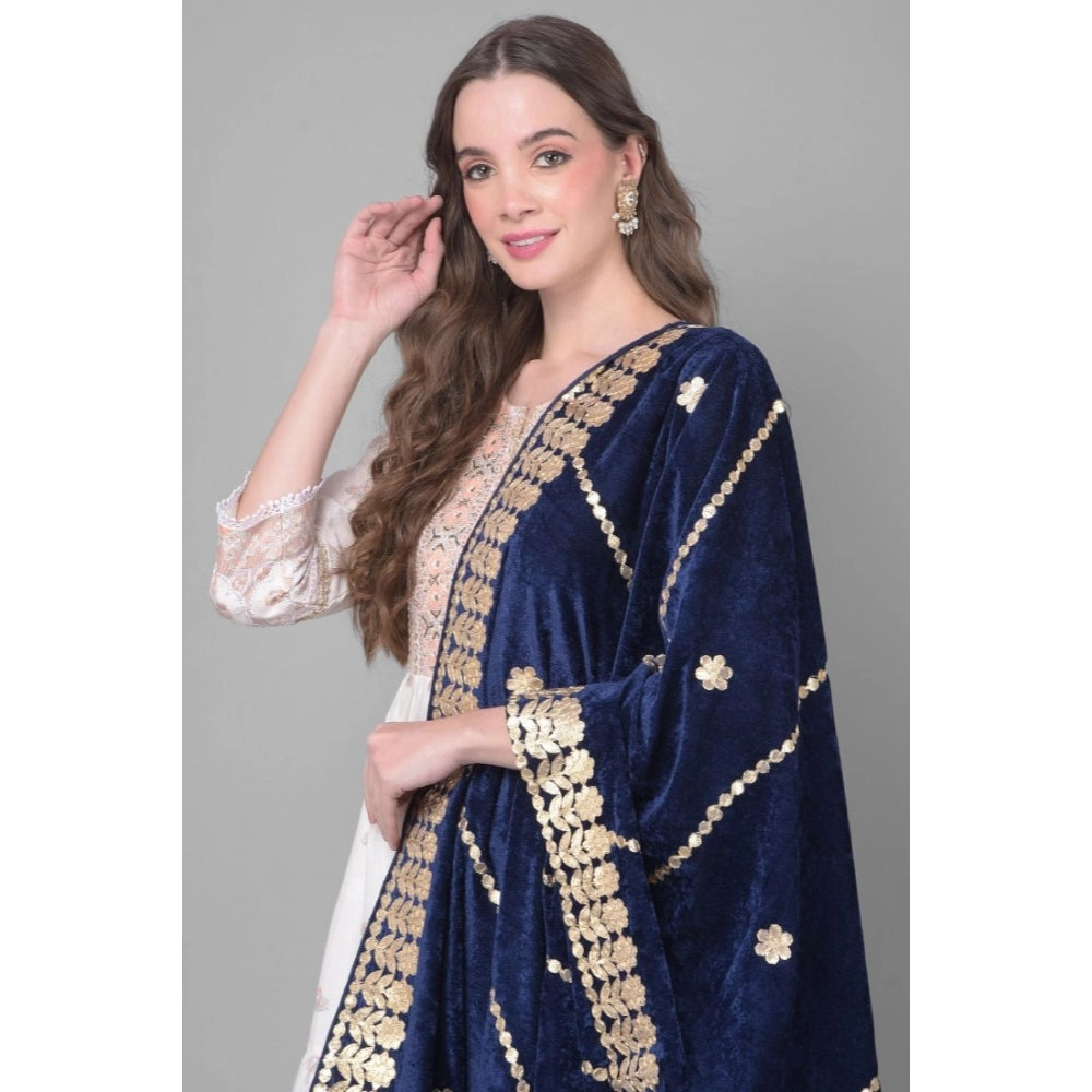 Vaystra Velvet Gotta Patti Dupatta – Navy
