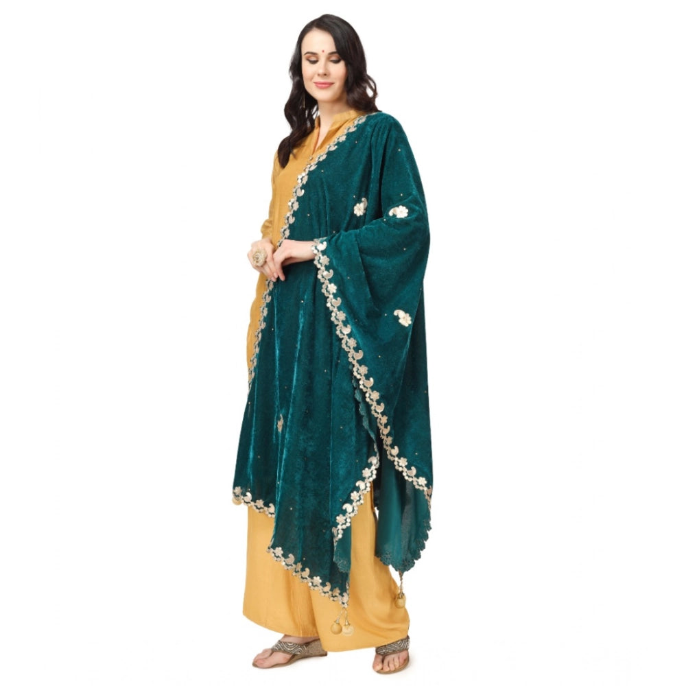 Vaystra Velvet Gotta Patti Dupatta – Dark Green