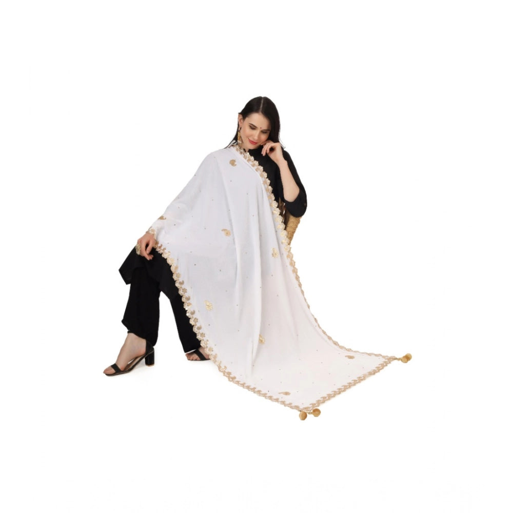 Vaystra Velvet Gotta Patti Dupatta – White