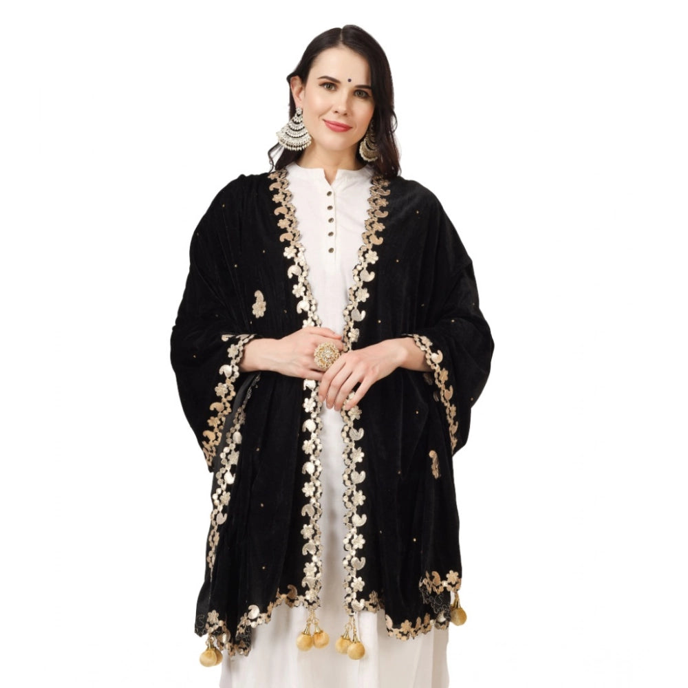 Vaystra Velvet Gotta Patti Dupatta – Black