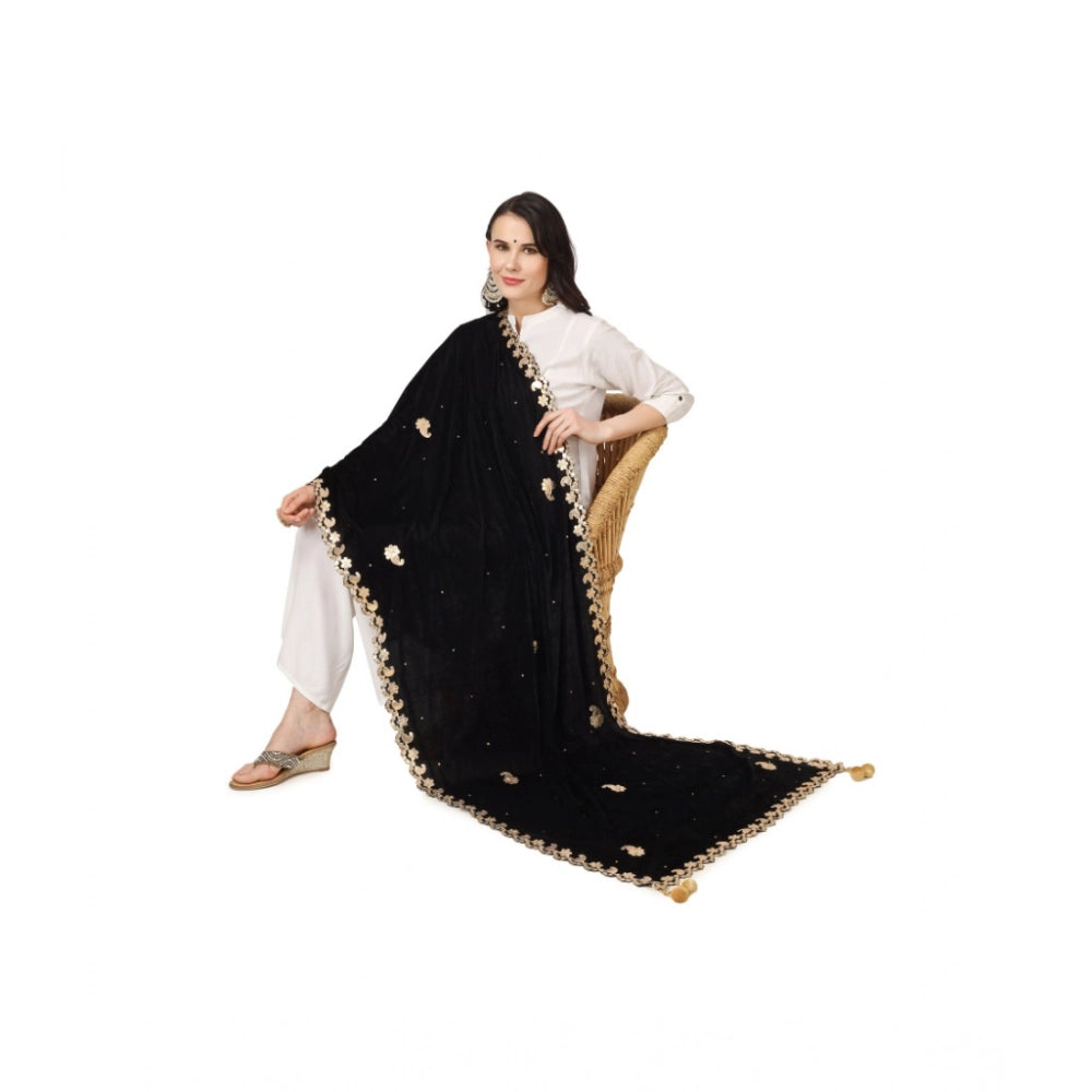 Vaystra Velvet Gotta Patti Dupatta – Black