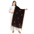 Vaystra Velvet Gotta Patti Dupatta – Brown