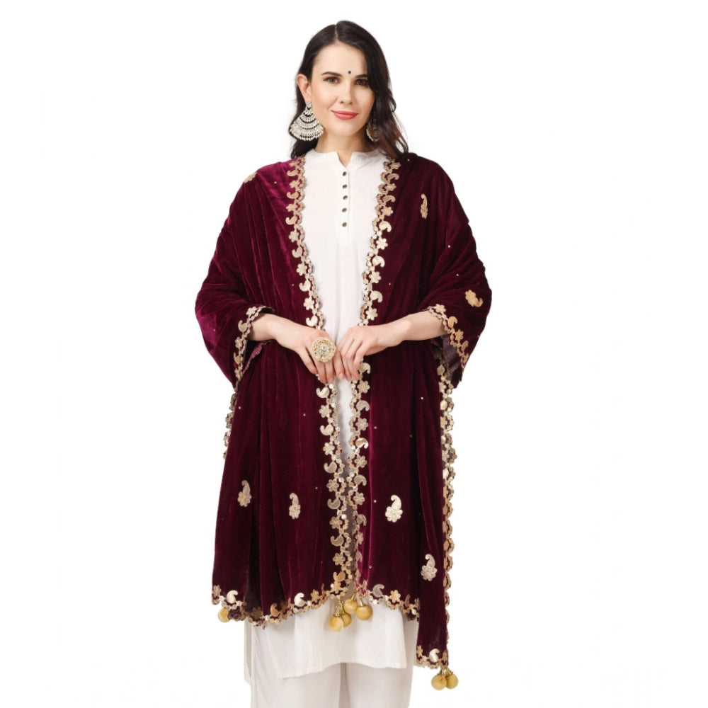 Vaystra Velvet Gotta Patti Dupatta – Purple
