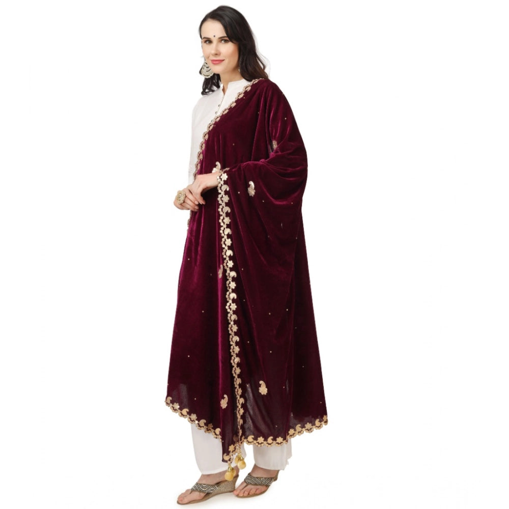 Vaystra Velvet Gotta Patti Dupatta – Purple