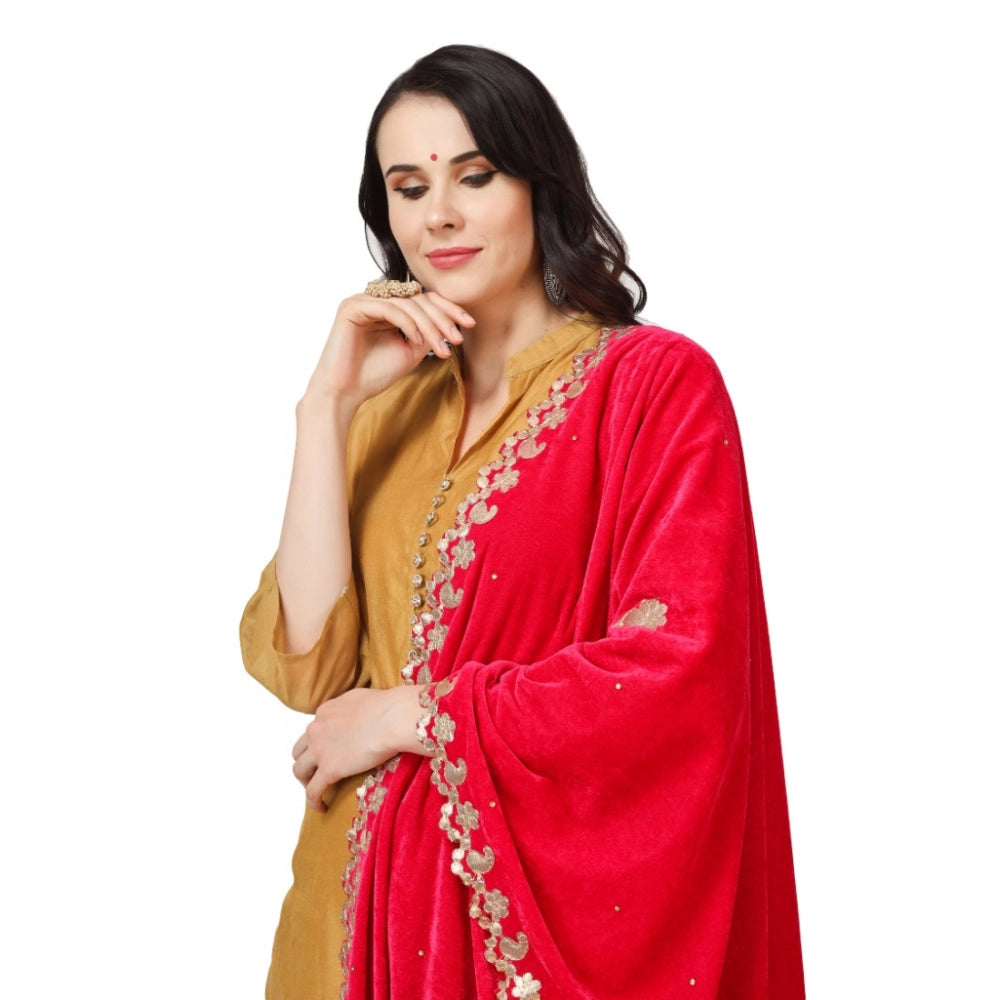 Vaystra Velvet Gotta Patti Dupatta – Pink