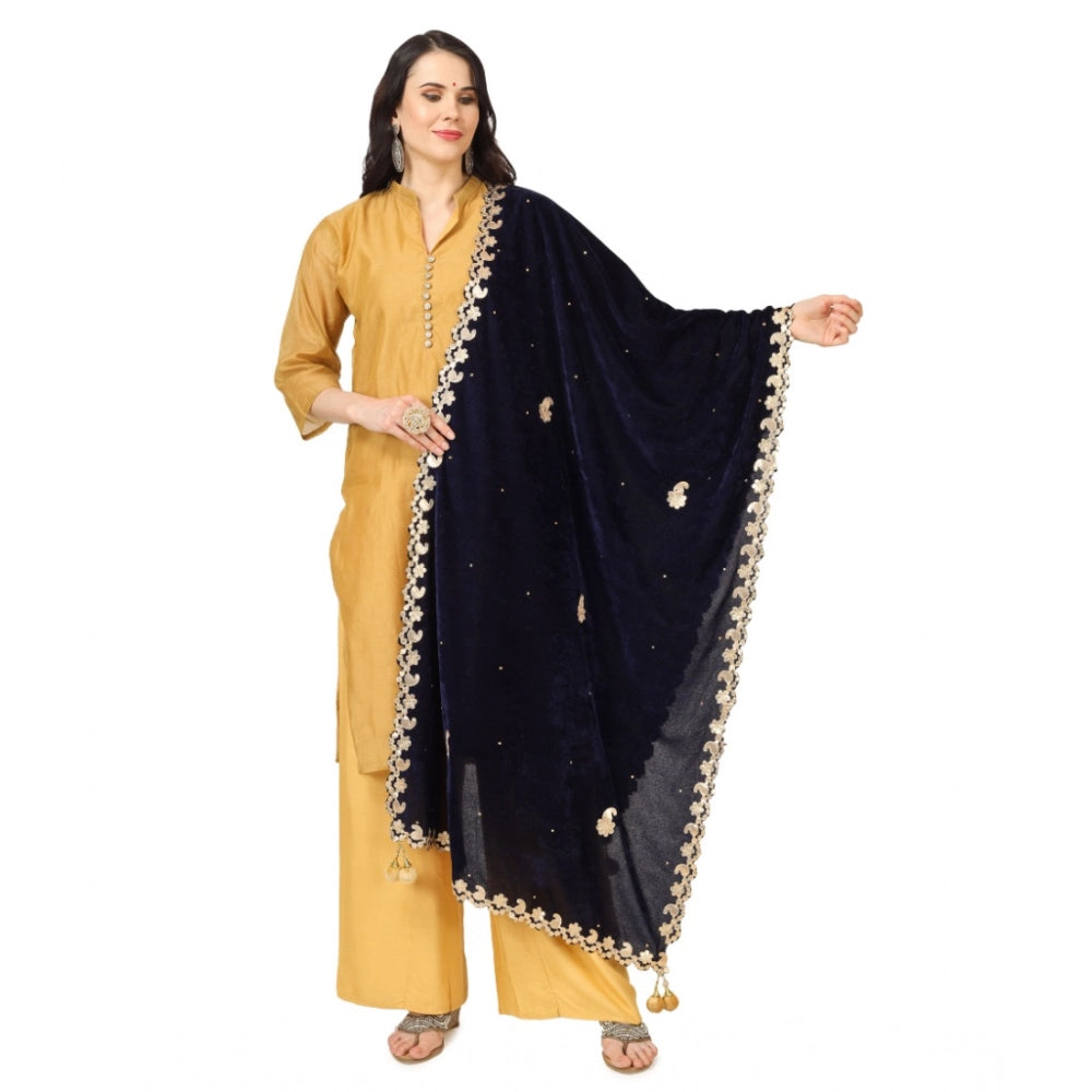 Vaystra Velvet Gotta Patti Dupatta – Blue